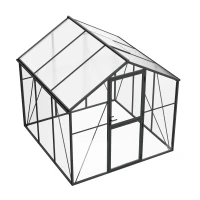 Greenhouse Premium Black 232 cm &ndash; Aluminium Frame with Glass & Polycarbonate